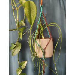 Macramé support plante (torsadé) bicolore