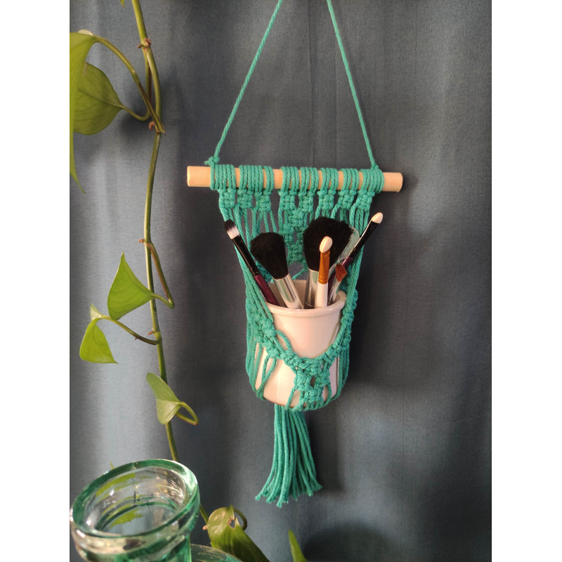 Macramé petit support pot (pour accessoires maquillage)